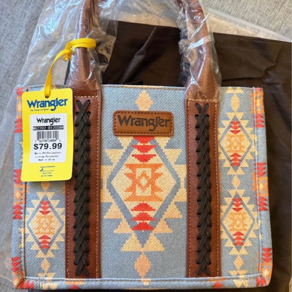 Wrangler Women's Tote with Aztec Design - Blue, Orange, and Brown